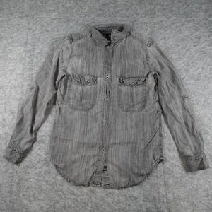 Rails Top Womens Extra Small Gray Chambray Denim Snap Front Western Shirt‎